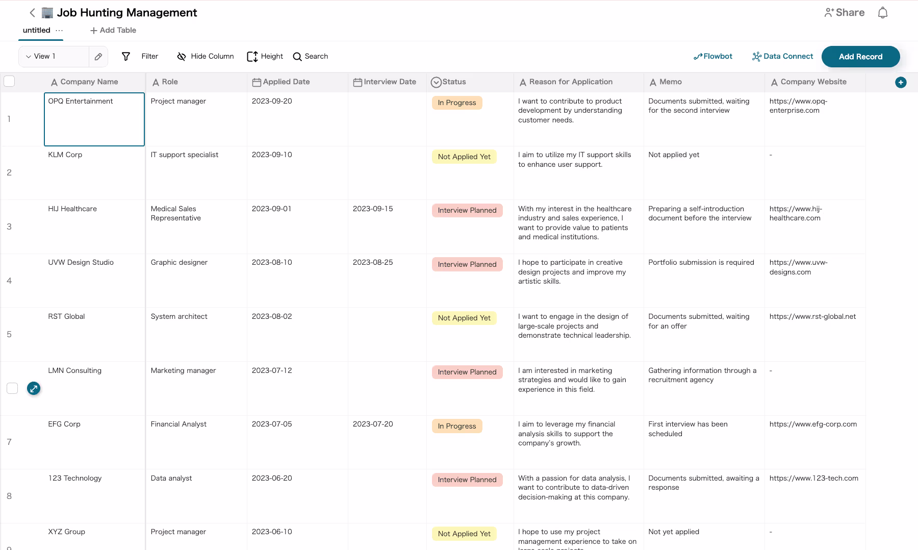 Job Search Management