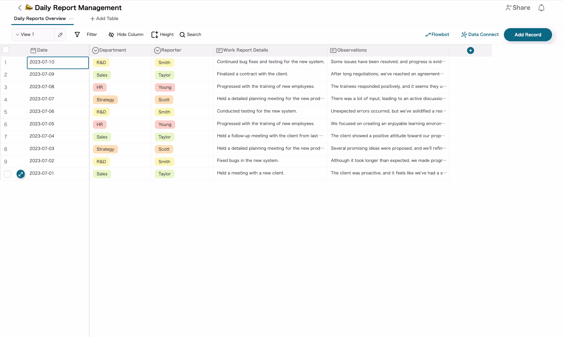 Daily Report Management